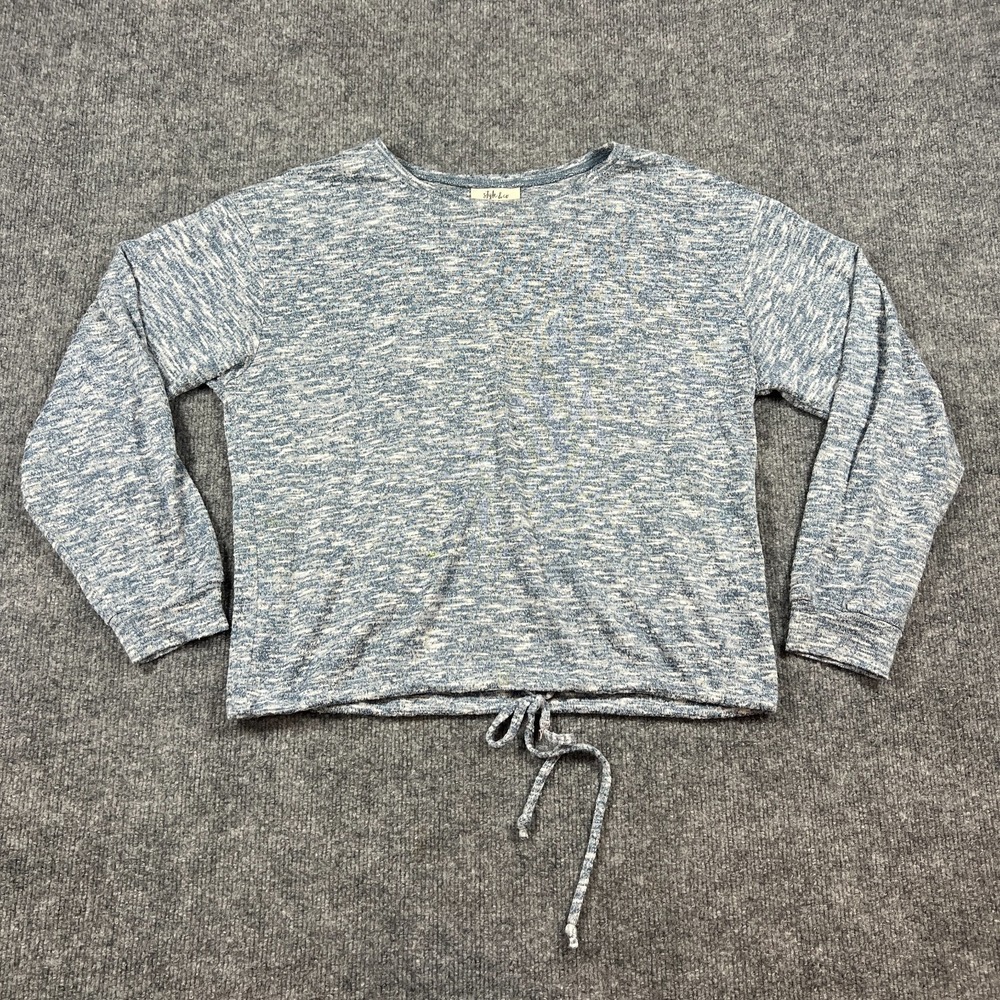 Style & Co Cropped Sweatshirt Womens Medium Blue Melange Stretch Everyday Wear